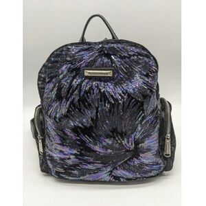 Steve Madden Black and Purple Abstract Backpack